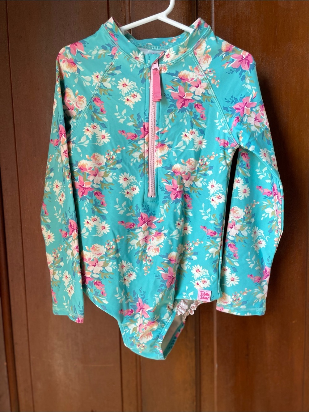 Ruffle Butts girls size 7 blue floral one piece swimsuit